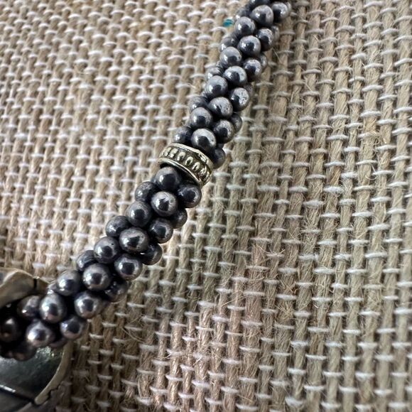 Vintage Lagos Cavier Mix Metal 925 & 18k Bead Chain And Large Pendant - Picture 5 of 11